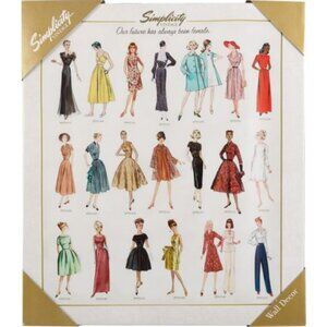 Simplicity Vintage Retro Sewing Pattern Artwork Canvas Wall Decor Fashion NEW